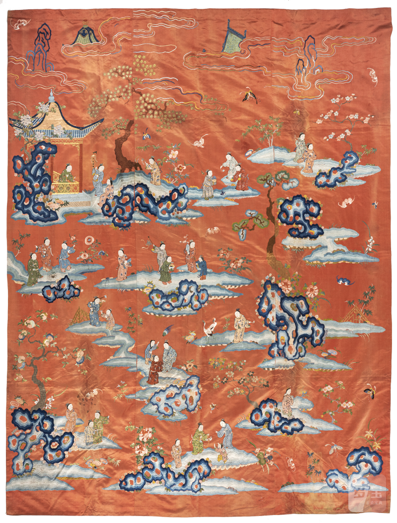 A large figural embroidered silk wall hanging - 图1